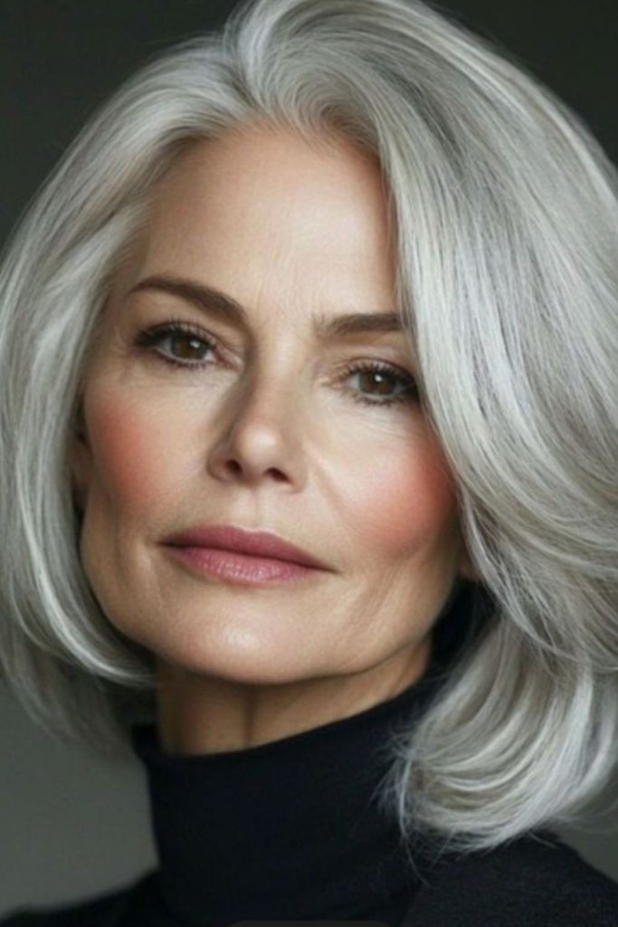 Angled bob with lightweight layered ends