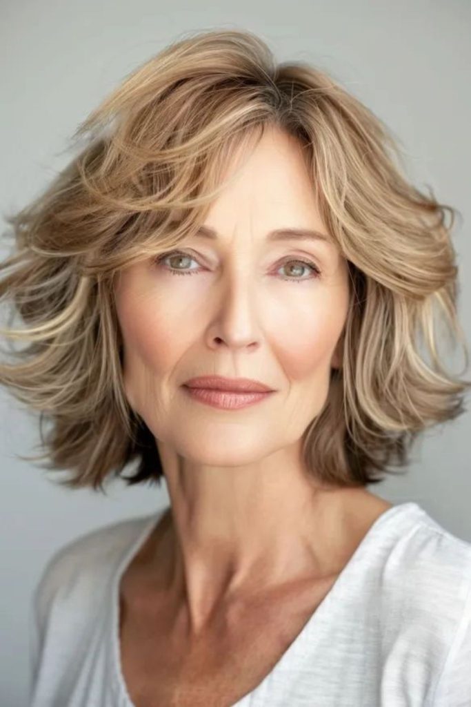 Floating layered bob for fine hair