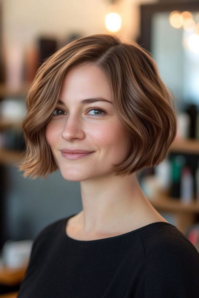 Clean artistic Italian bob framing.