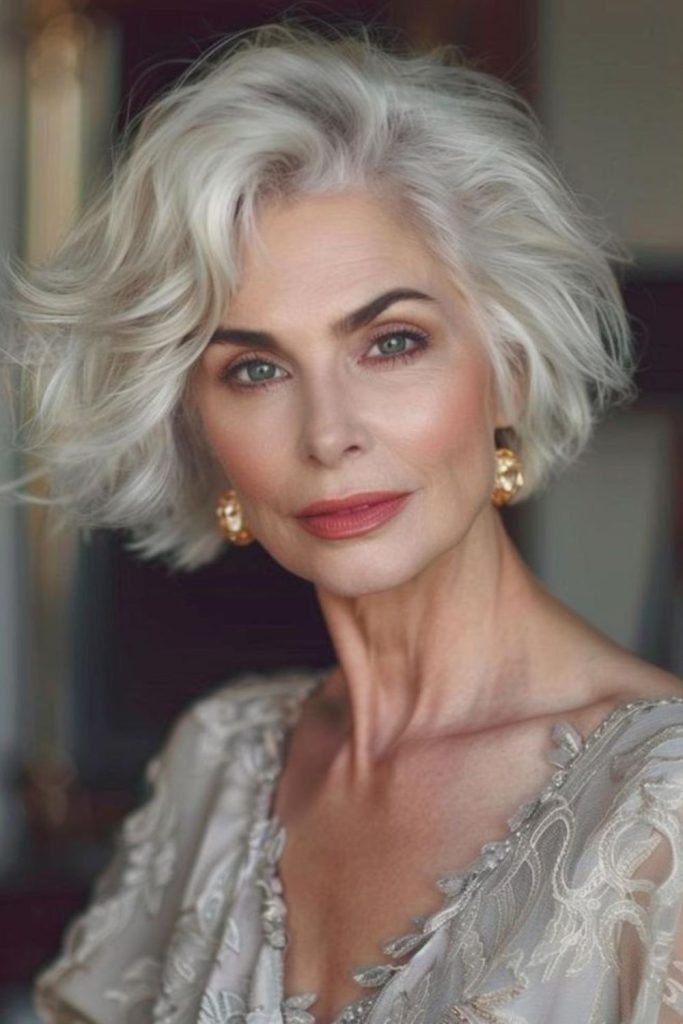 Icy layered bob with jagged tips