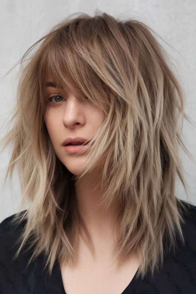 Icy mid-length shag with airy fringe