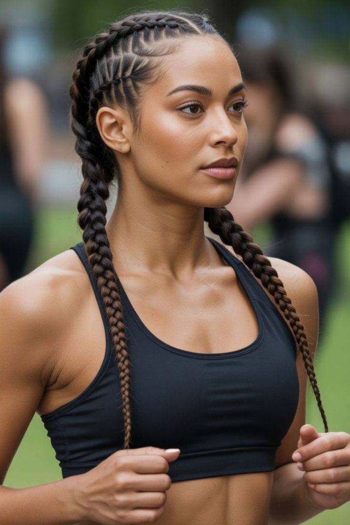 Feed in braids basketball look