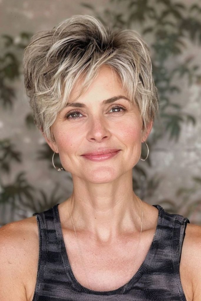 Choppy pixie hairstyle for fine hair