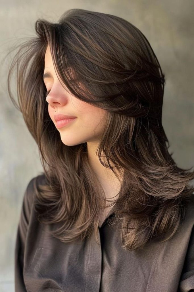 Shimmering layers catching light unevenly