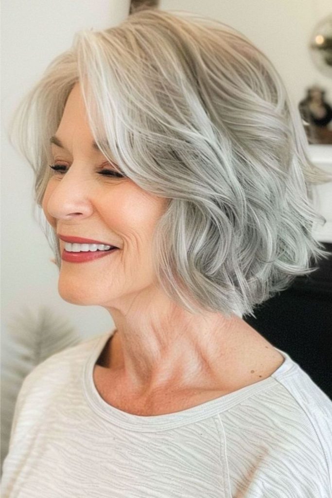 Wavy bob adding fragile hair texture