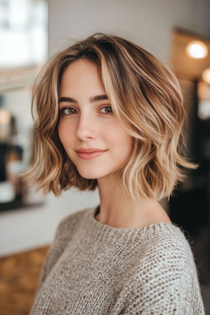 Golden shadow warm toned bob