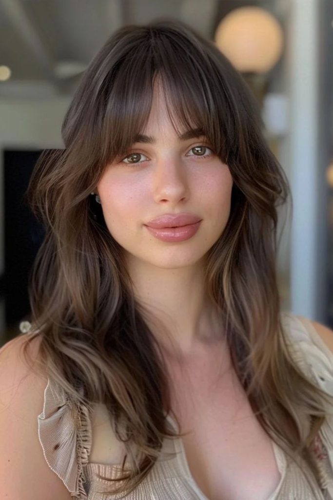 Light airy forehead strands with motion