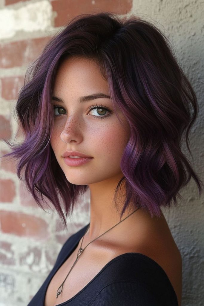 Graphite violet bold bob haircut