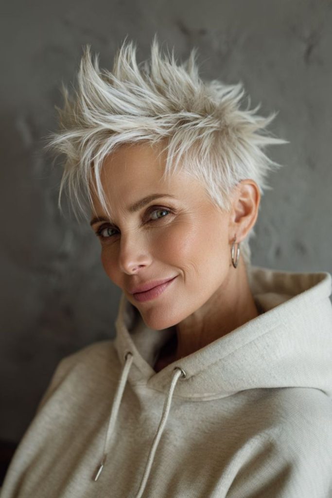 Short hair styled into bold spikes
