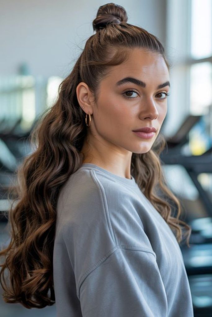 Half up basketball women hairstyle