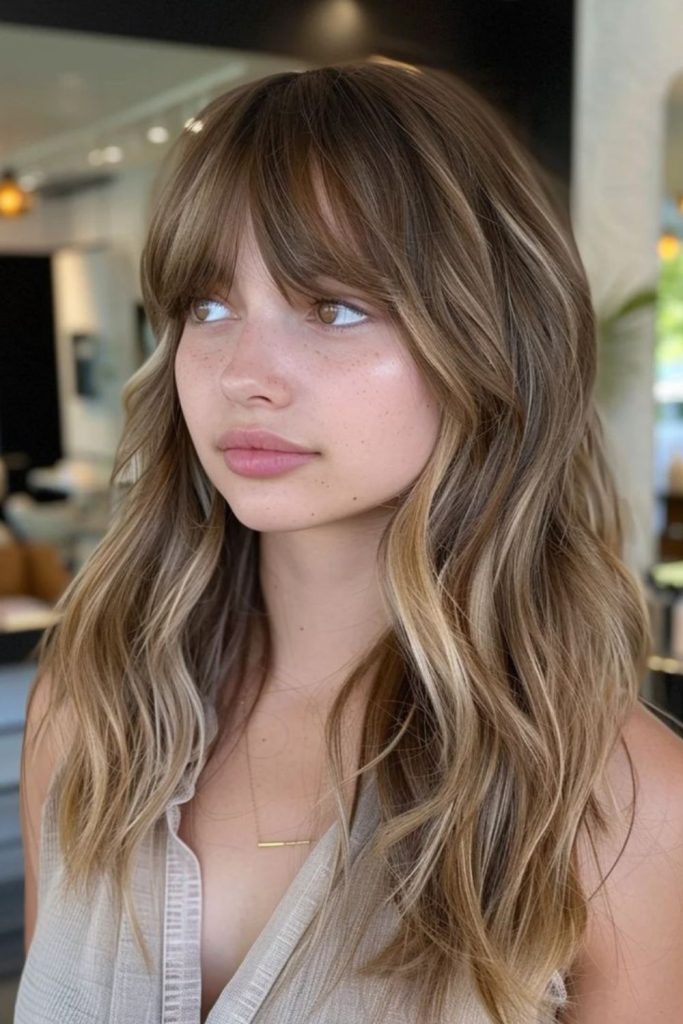 Uneven forehead strands with subtle flow