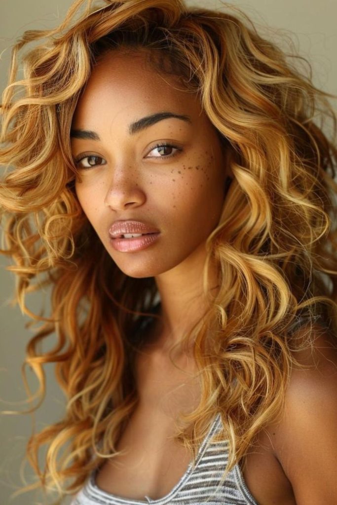 Tousled beach waves in golden honey