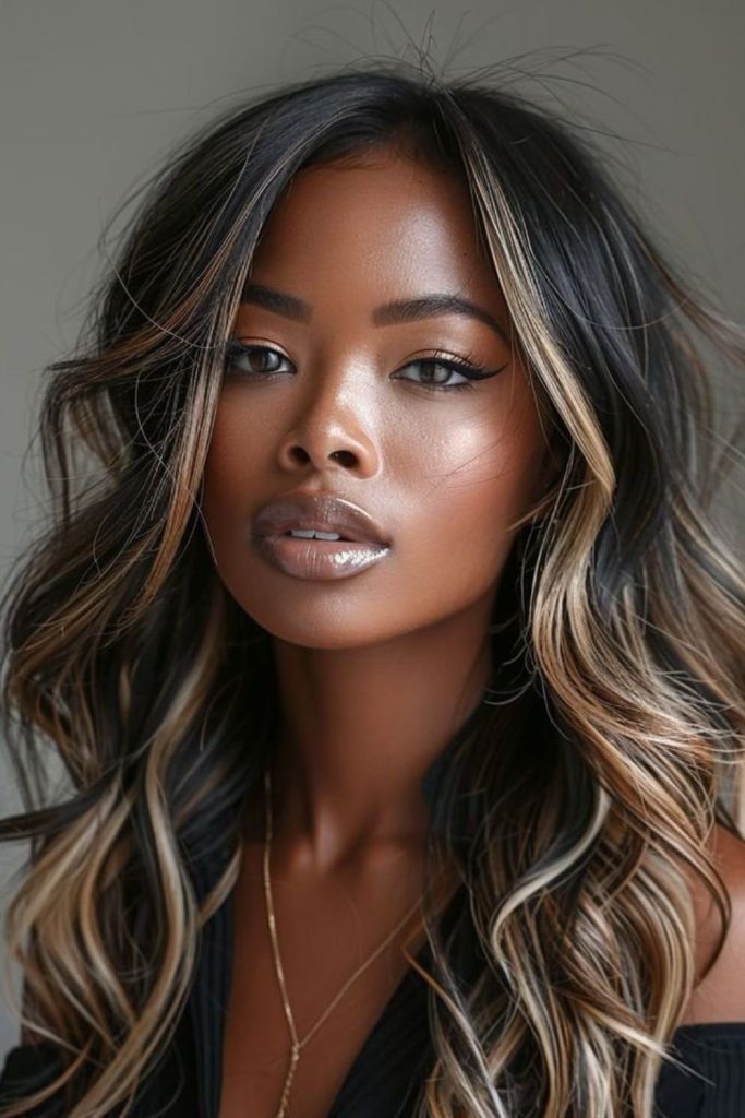 Dark roots blending into honey blonde