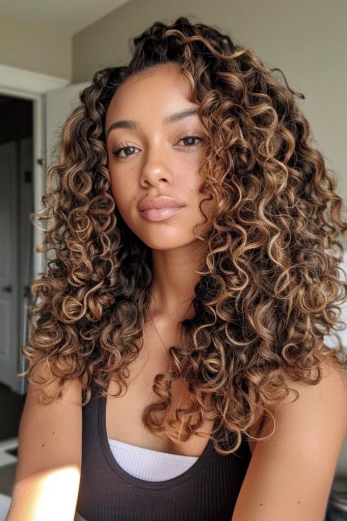 Tight spirals with golden honey contrast.