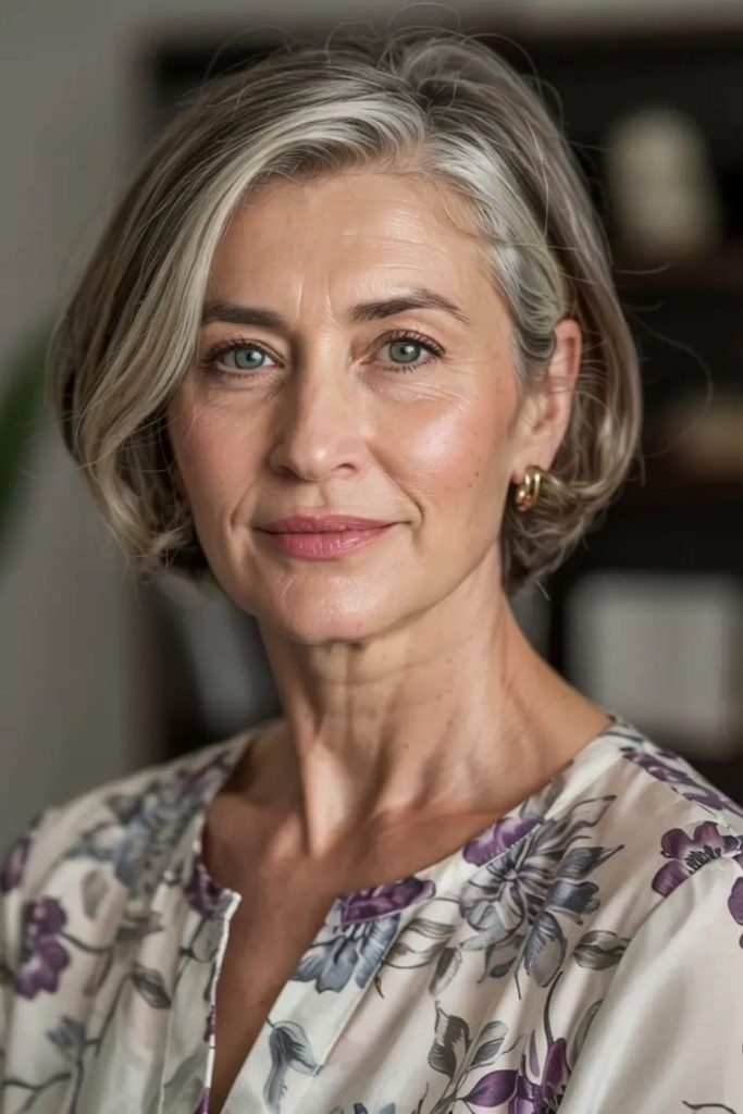 Platinum-tipped jagged bob hairstyle