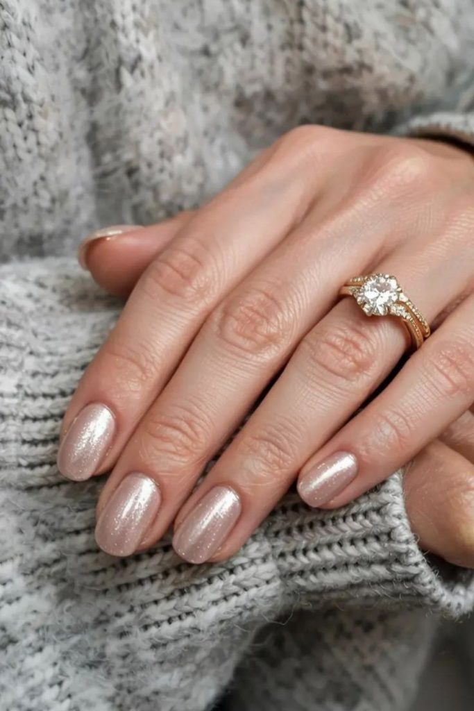 Frosty translucent nude nail design