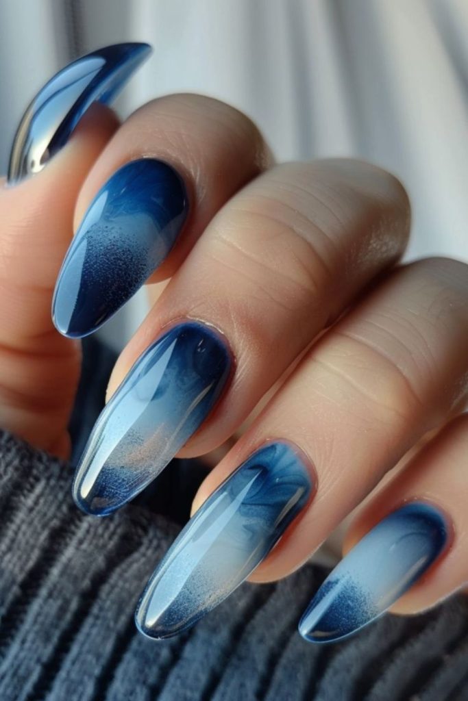 Abstract inked nails with soft blending