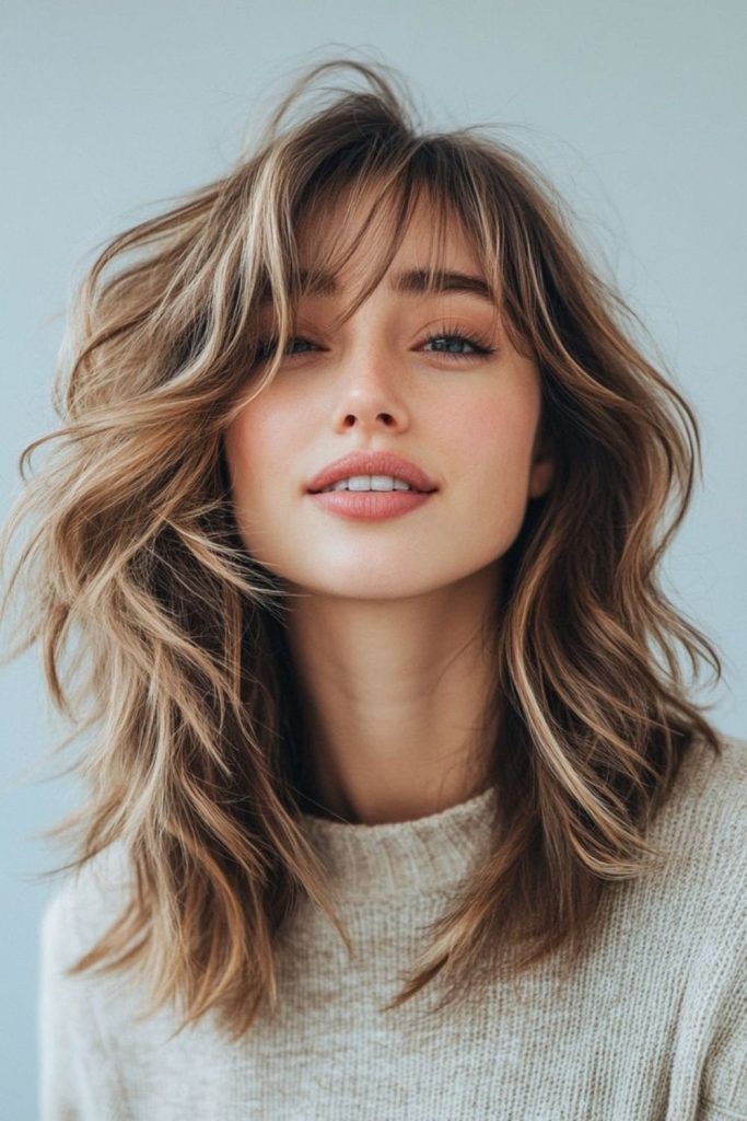 Shag haircut with opalescent shimmering layers