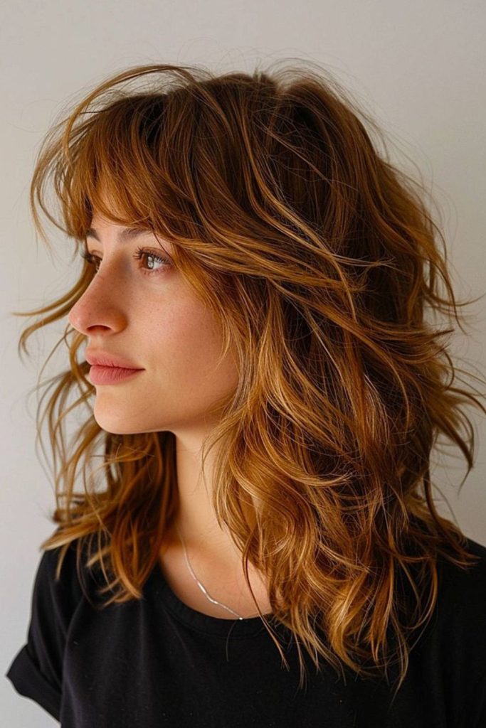 Fiery red-orange uneven layered hairstyle