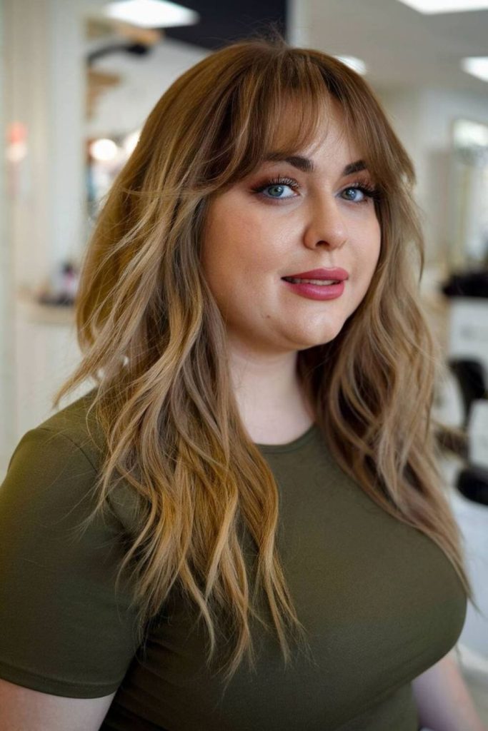 Layered breezy bangs soften facial features
