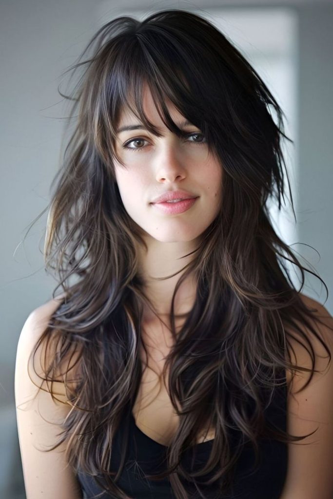 Shadowed jagged layers with silvery tips.