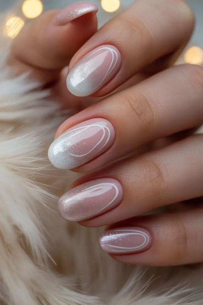 Translucent nails with soft shimmering layers