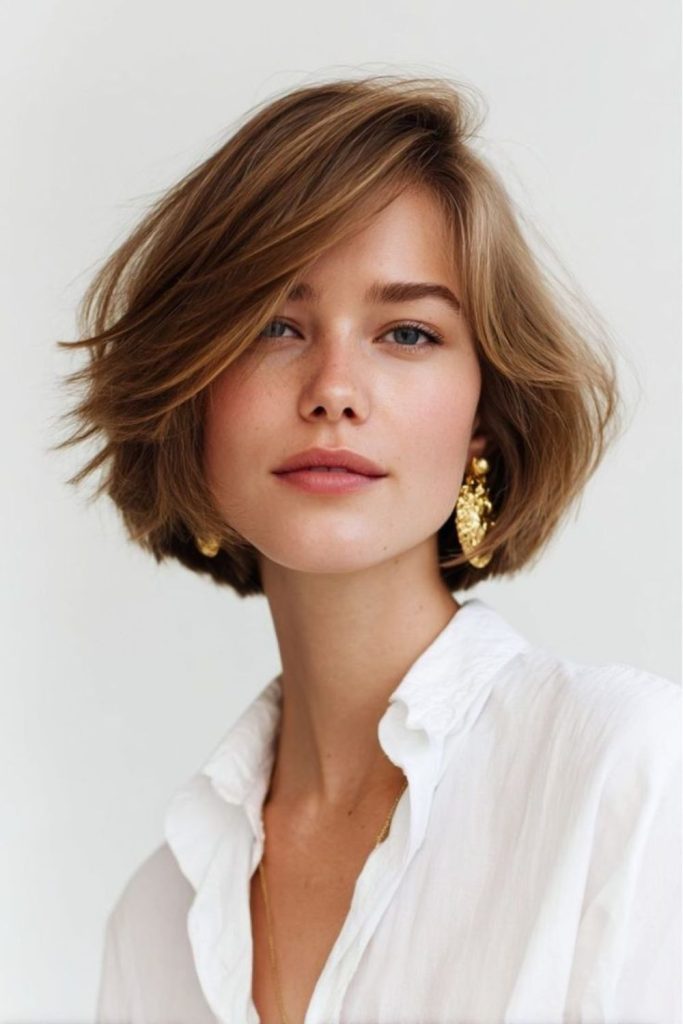 Soft airy bob with floating layers
