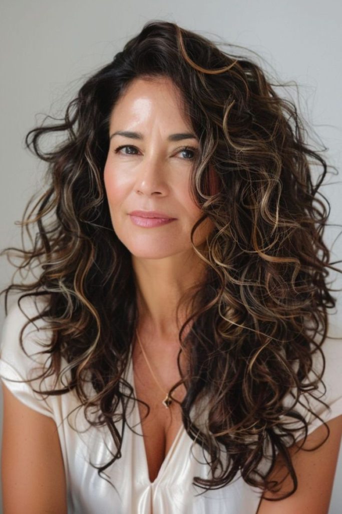 Messy wavy hair highlighted strands