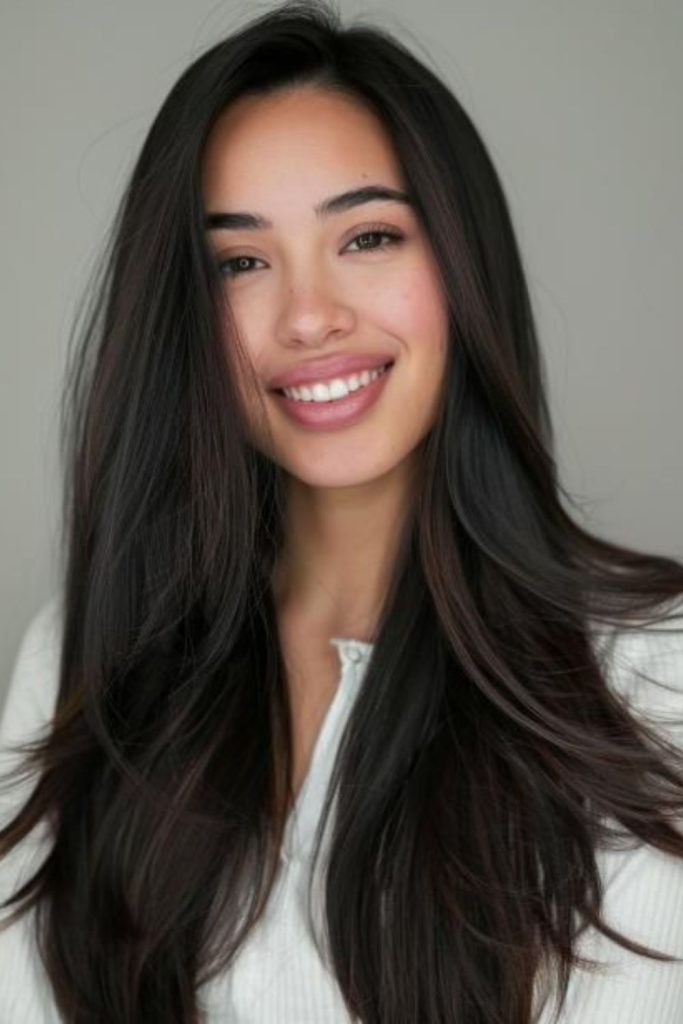 Sleek minimalistic luxury black hairstyle.