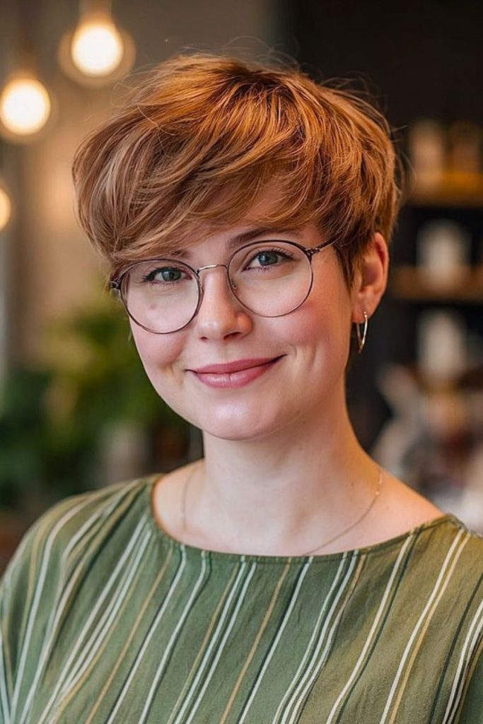 Sheer voluminous pixie with floating layers