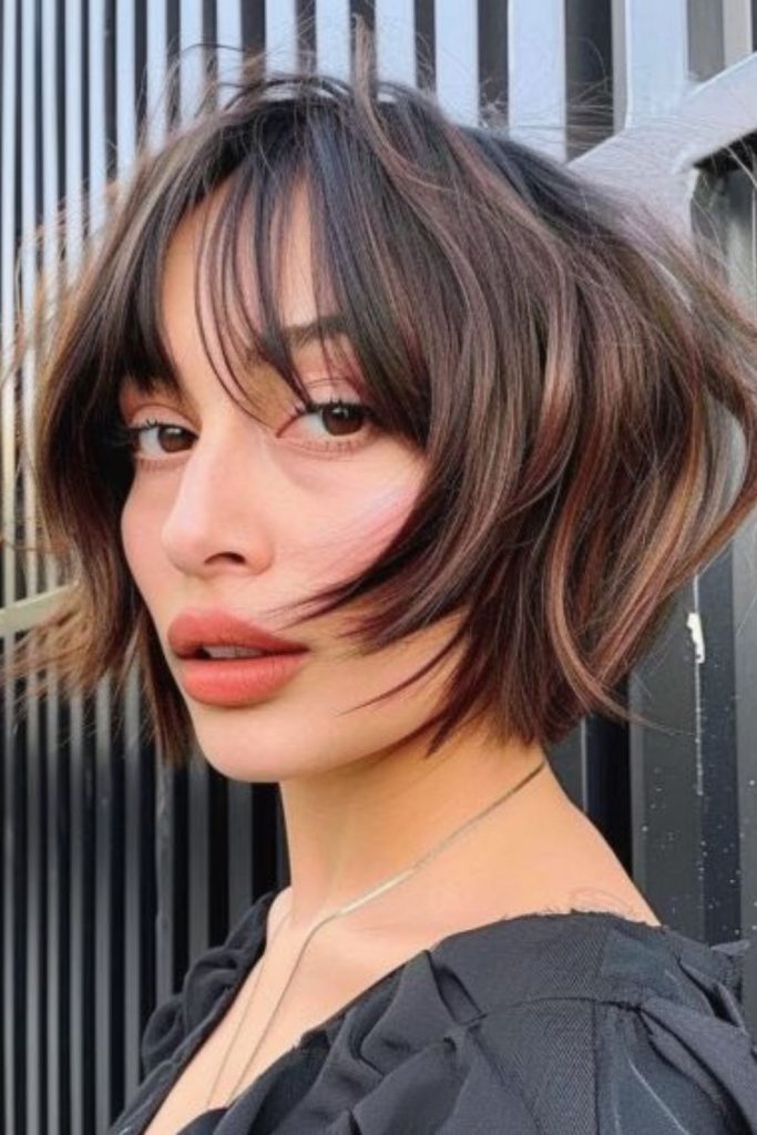 Soft misted bob with subtle flicks