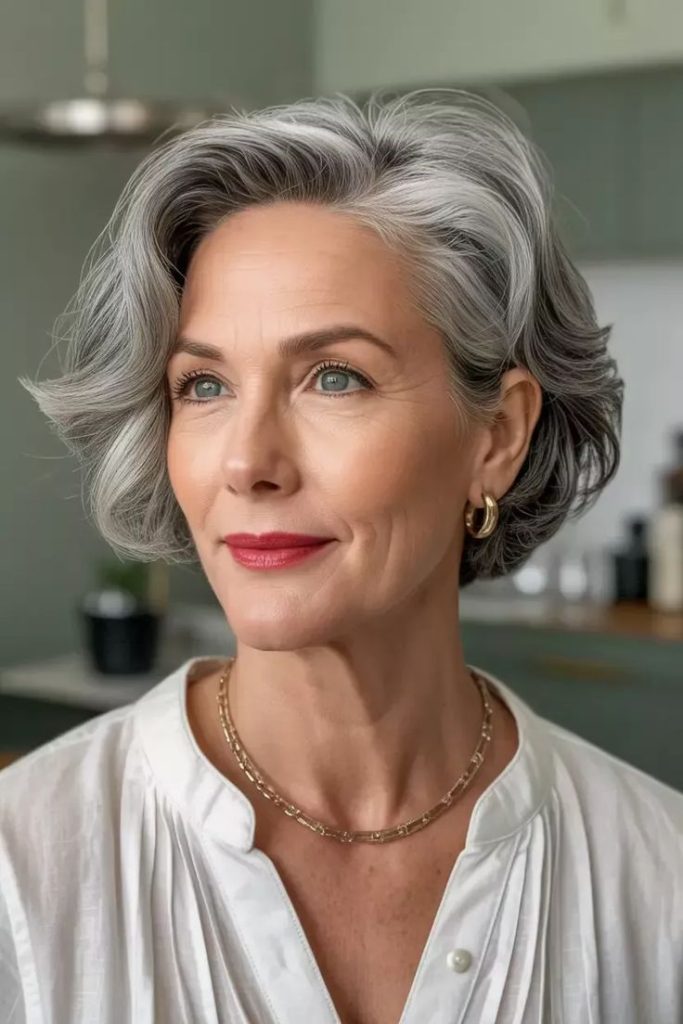 Side sweep hairstyle adding subtle volume