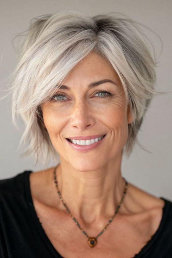 Soft ash cascading bob hairstyle