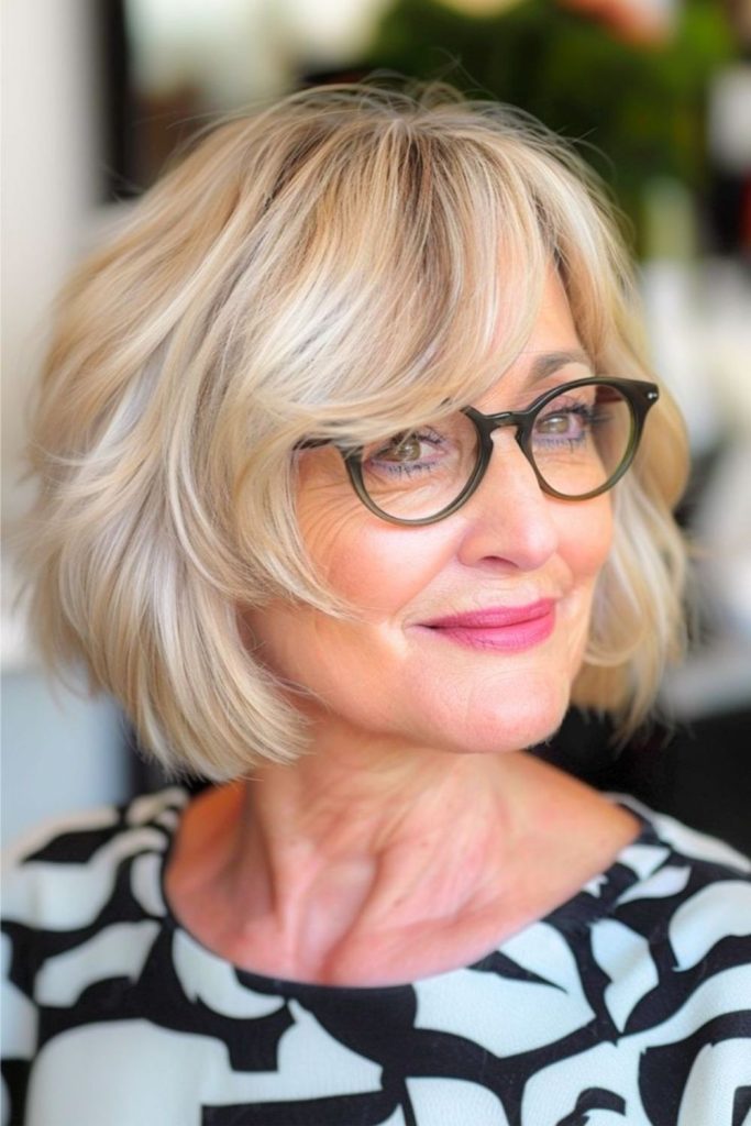 Soft ash choppy textured bob
