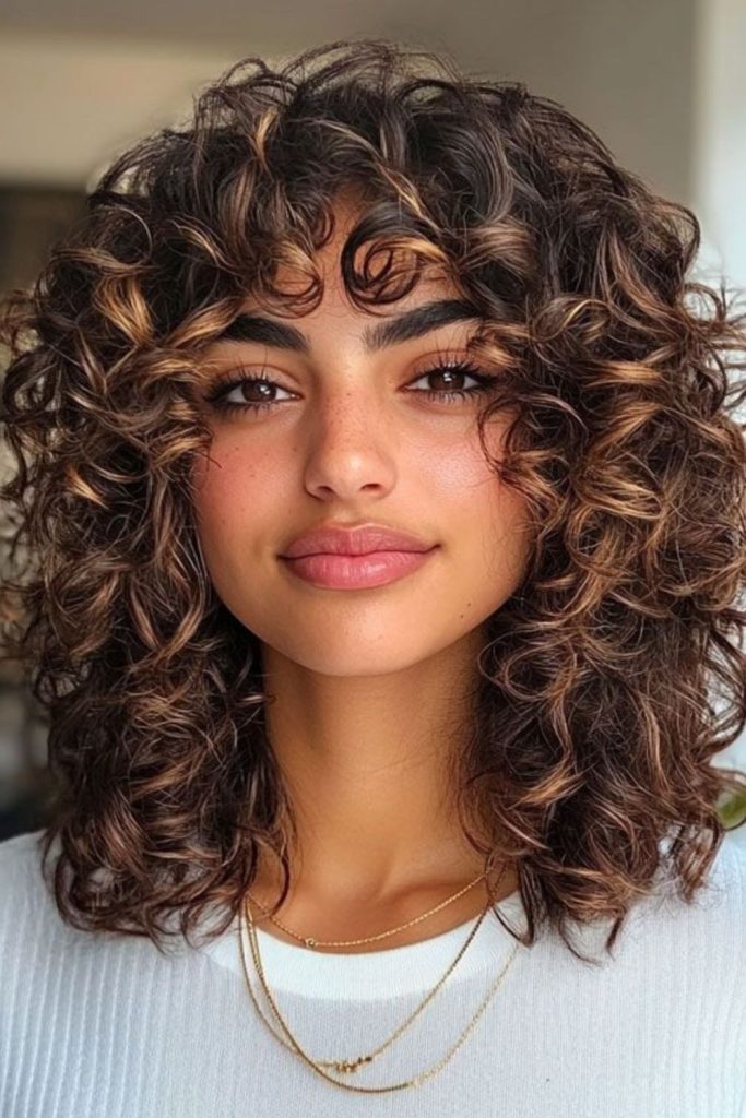 Warm mocha spirals curl naturally