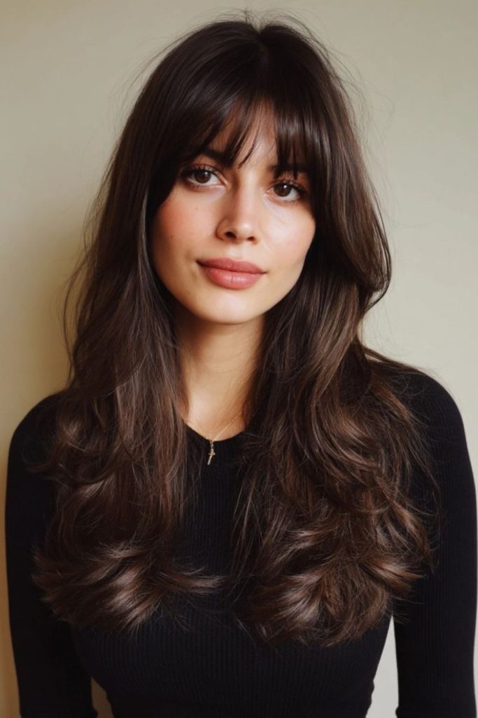 Thin flowing bangs with slight taper