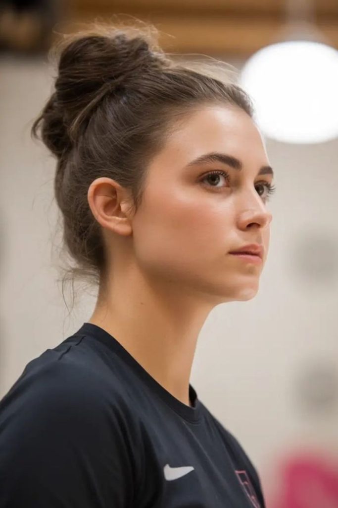 High top knot athletic hairstyle