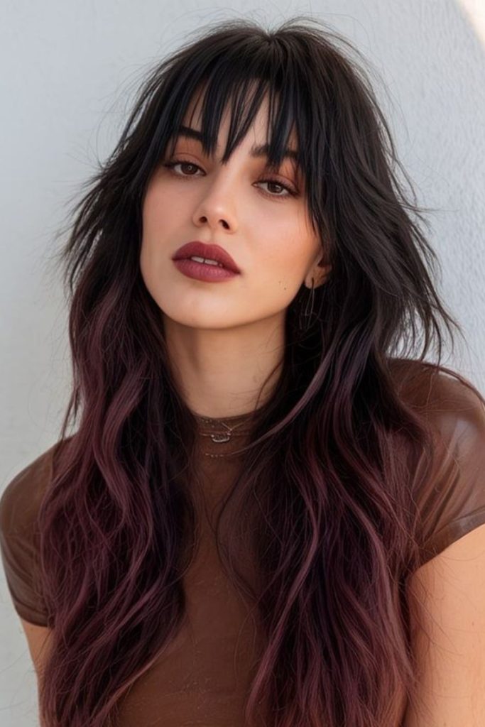 Dark wolf cut with mysterious layers