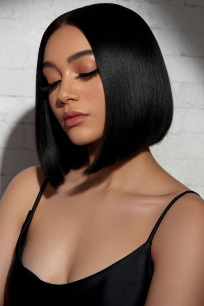 Sharp onyx blunt cut wig.