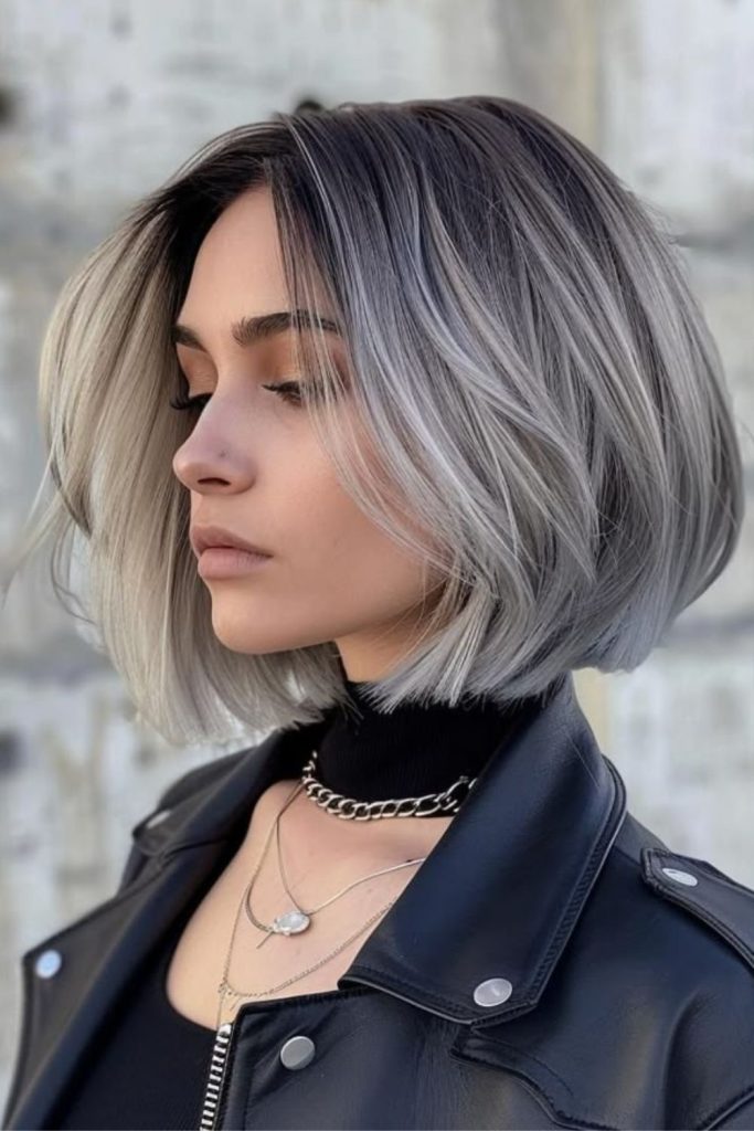 Onyx frost contrast bob hairstyle