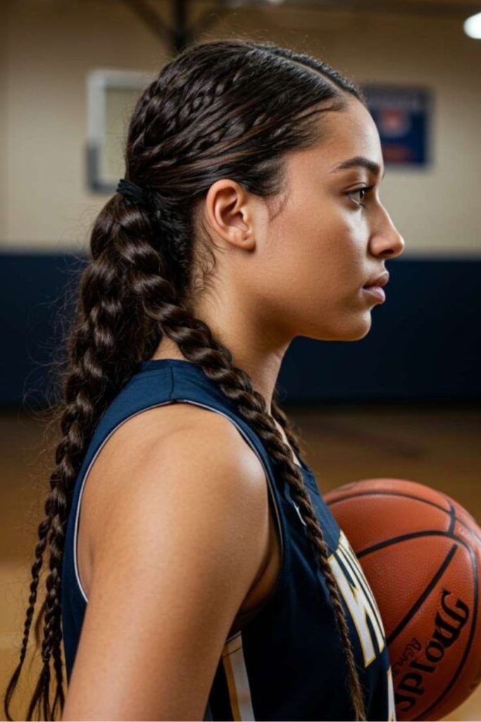 Rope twist athletic women hairstyle