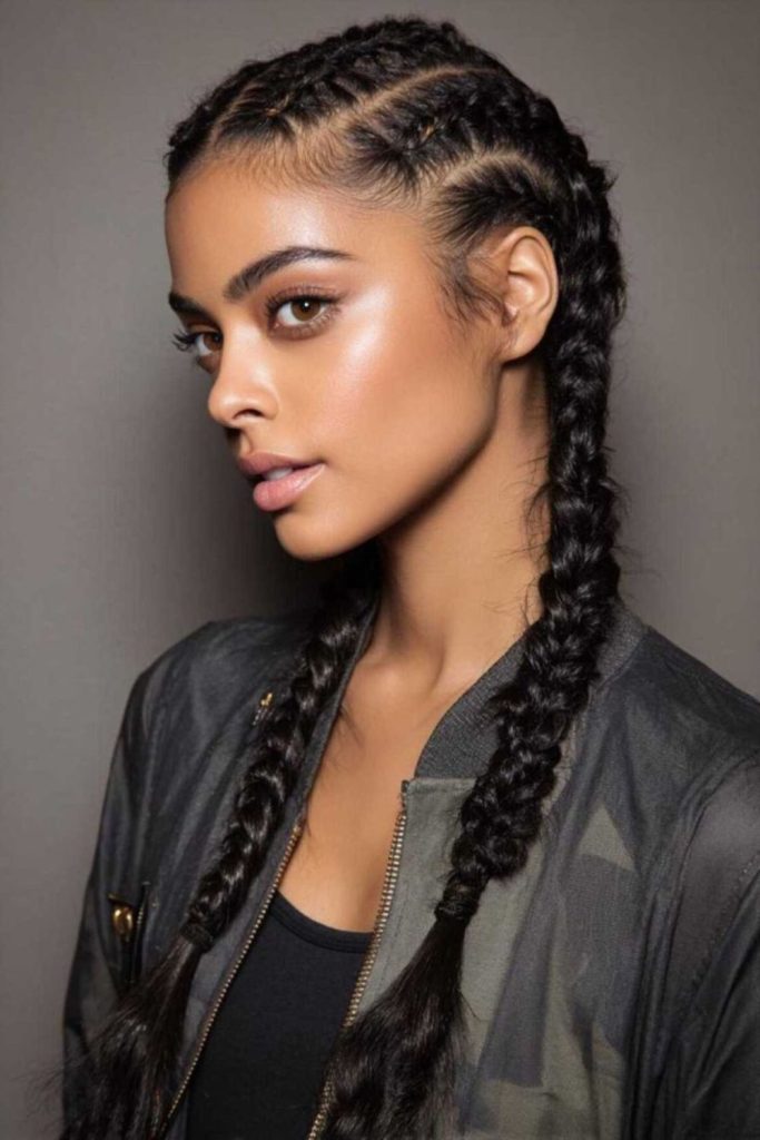 Mini braids women basketball look