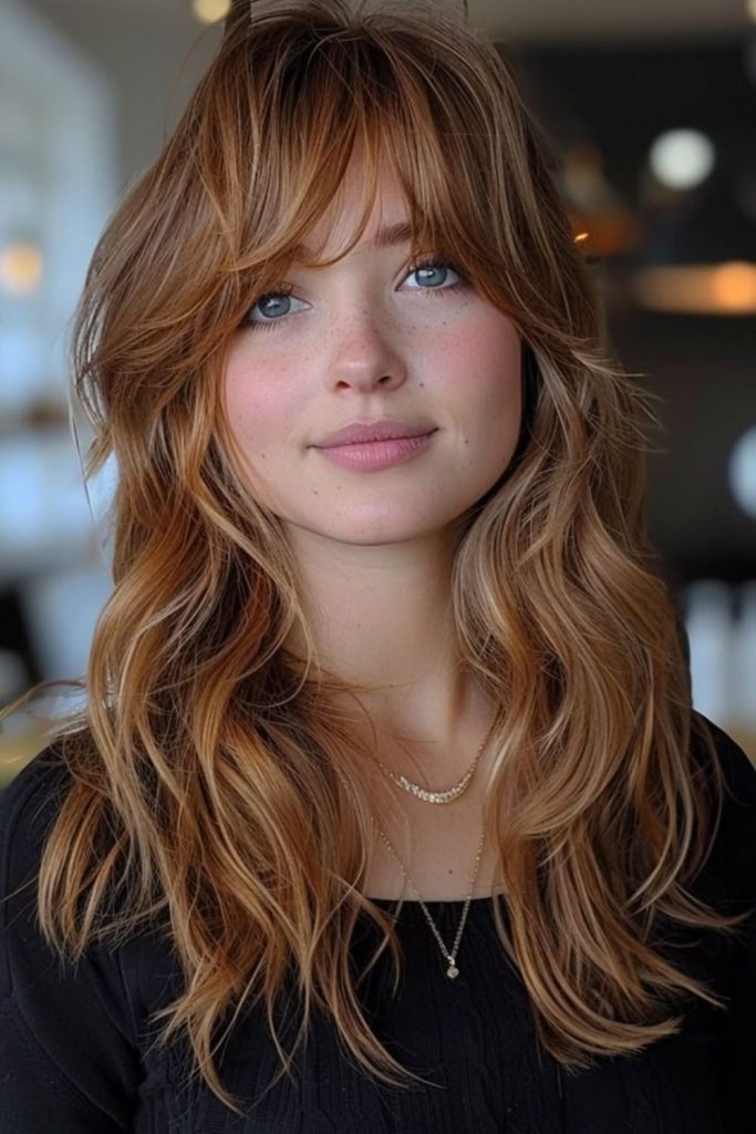 Playful forehead wisps with gentle curves