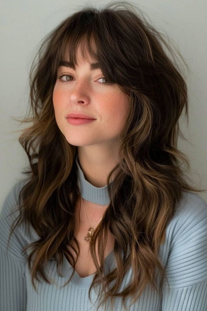 Dark wolf cut with subtle shadowed texture