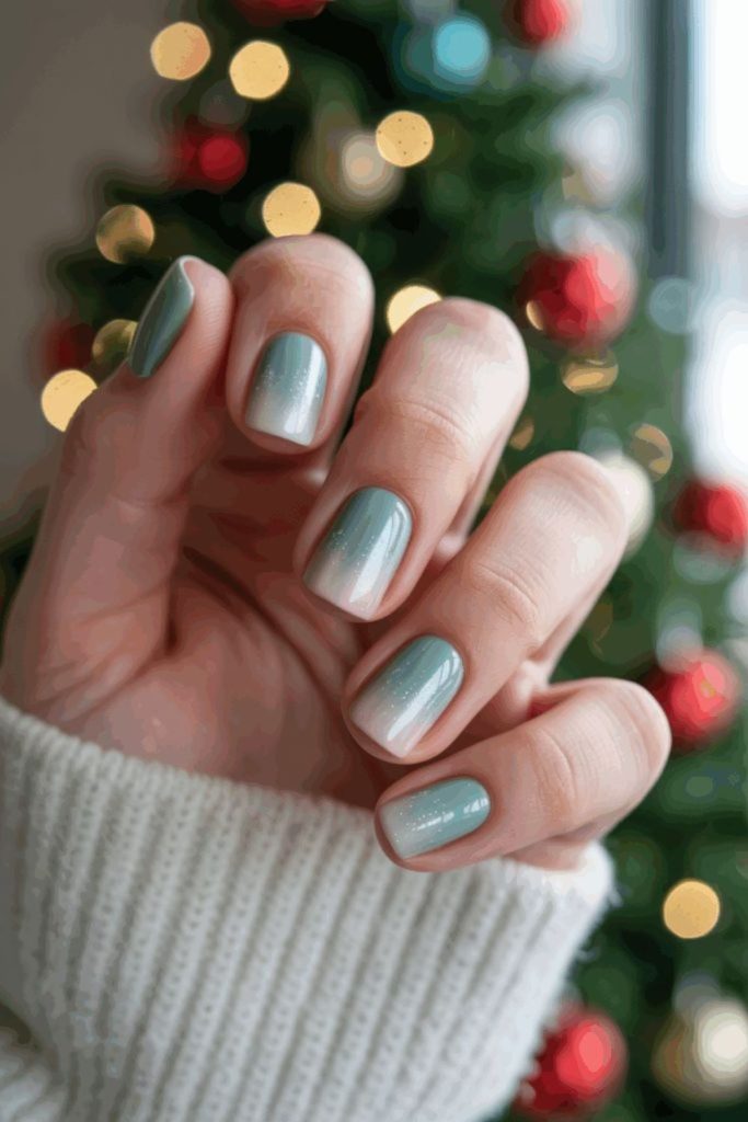 Dusty olive matte winter nails