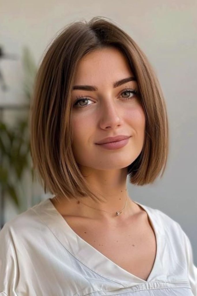 Angled modern Italian bob cut.