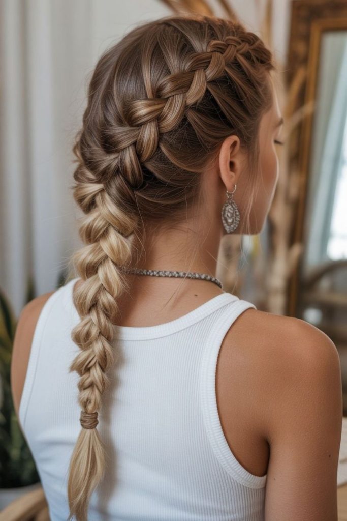 French braid women basketball hairstyle