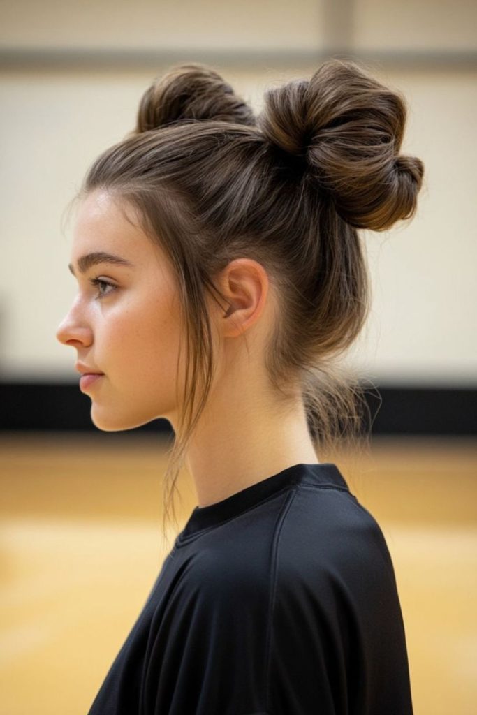 Claw bun quick basketball hairstyle