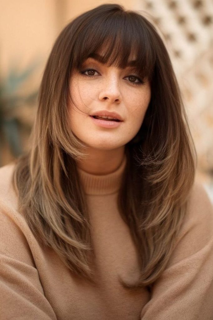 Layered cut balancing facial fullness