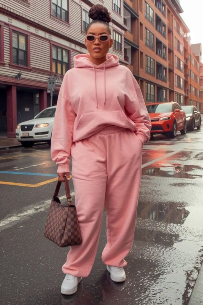 Rose toned sweatsuit soft lounge style.